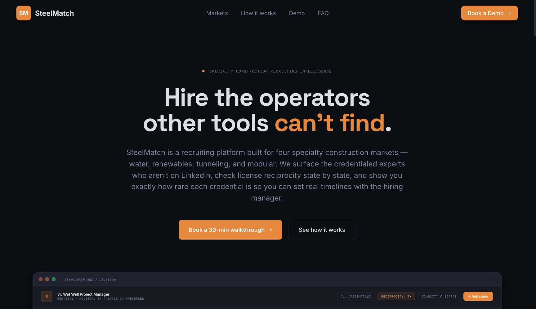 SteelMatch — Specialty Construction Recruiting Intelligence